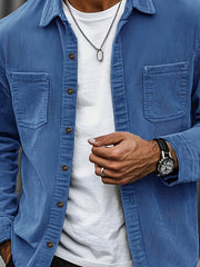 Bryce | Herren Langarm-Overshirt mit Taschen und Knöpfen – Blau