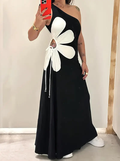 Serenelle – Maxikleid mit Blumenmuster und One-Shoulder-Träger