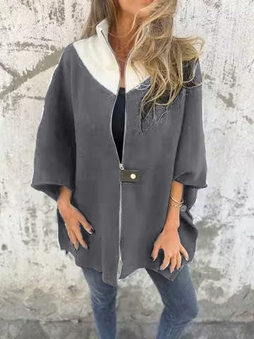 Lässige Jacke mit Stehkragen und Reißverschluss
