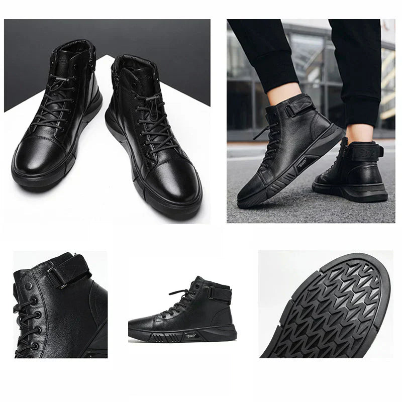 Elegante herrenstiefel aus leder in schwarz