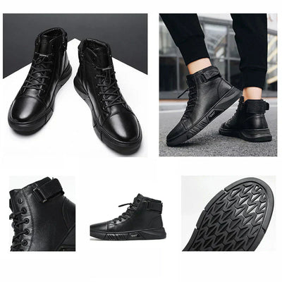 Elegante herrenstiefel aus leder in schwarz