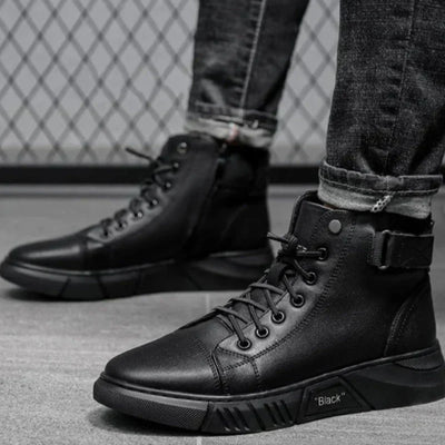 Elegante herrenstiefel aus leder in schwarz