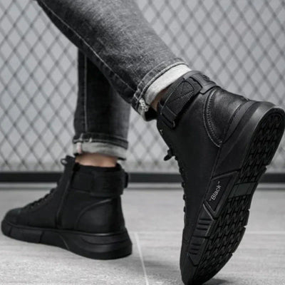 Elegante herrenstiefel aus leder in schwarz