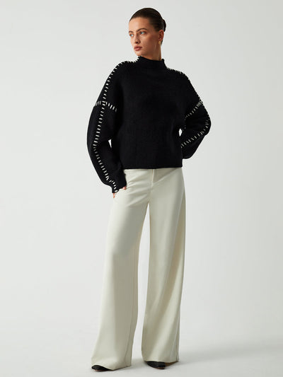 Alma | Oversize-Dolcevita-Pullover mit Piqué-Details
