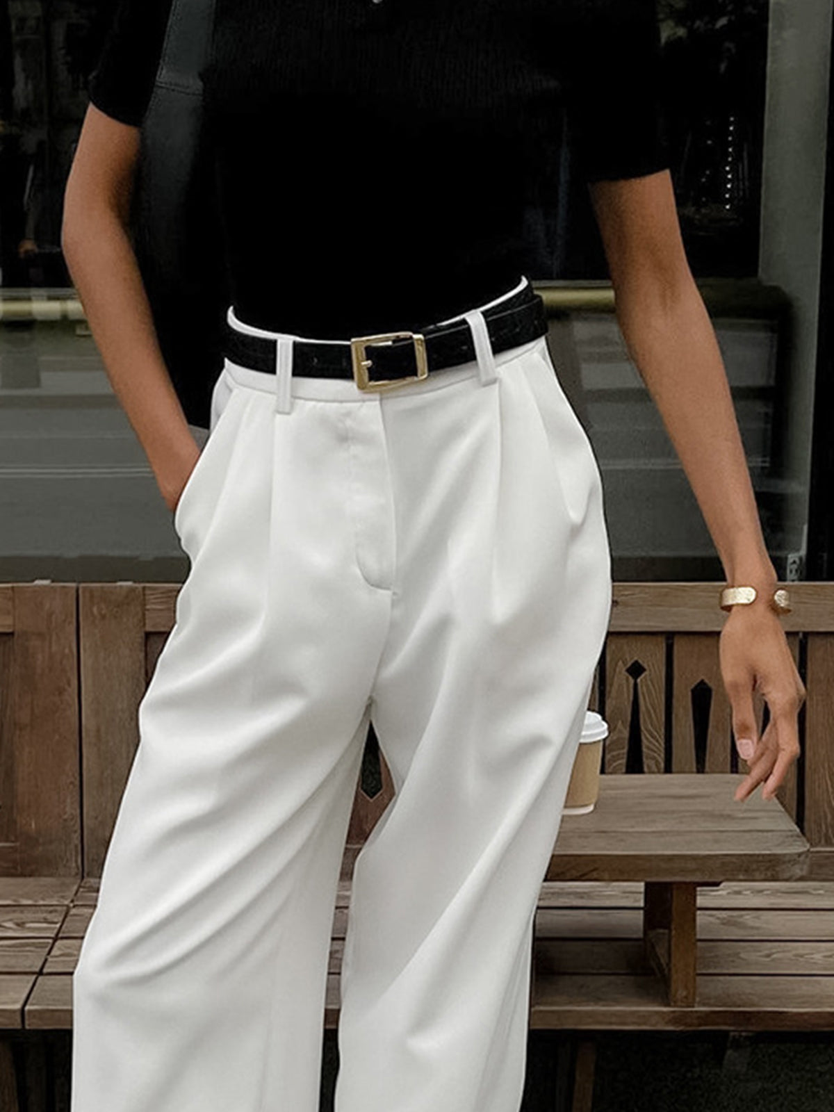 Damen High-Waist Weite Hosen – Elegant & Bequem, Ohne Gürtel