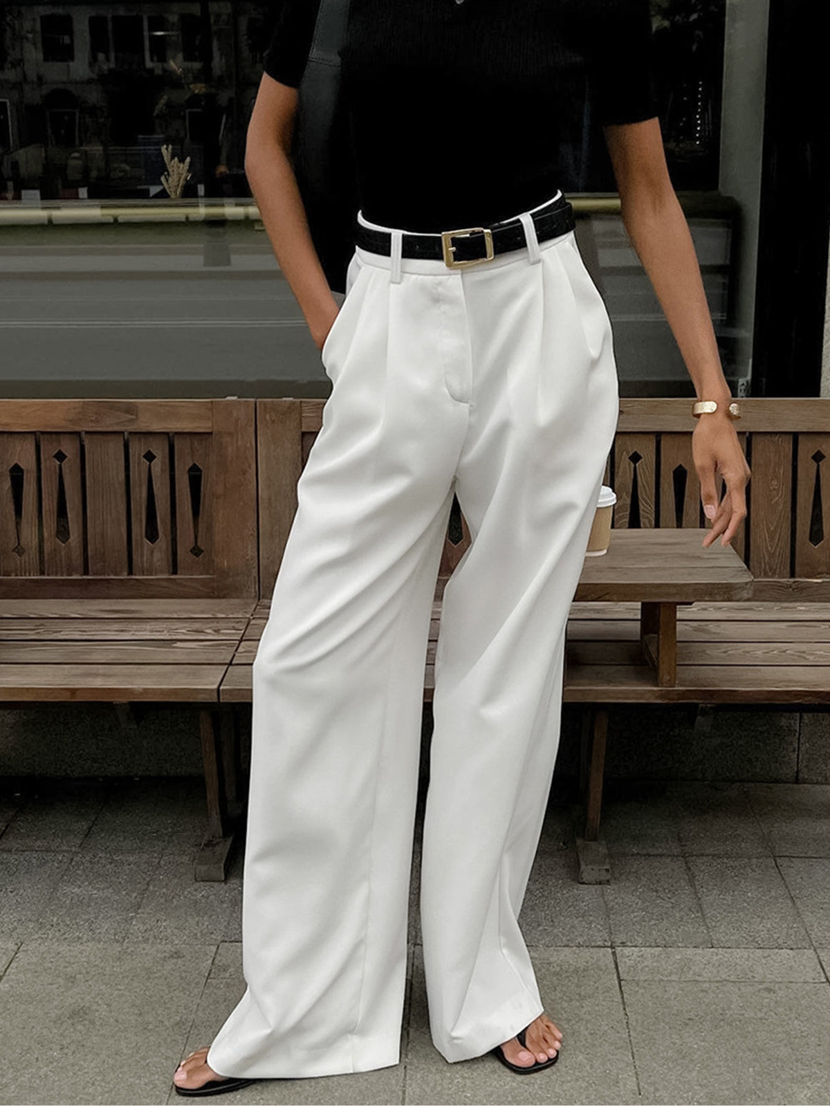 Damen High-Waist Weite Hosen – Elegant & Bequem, Ohne Gürtel