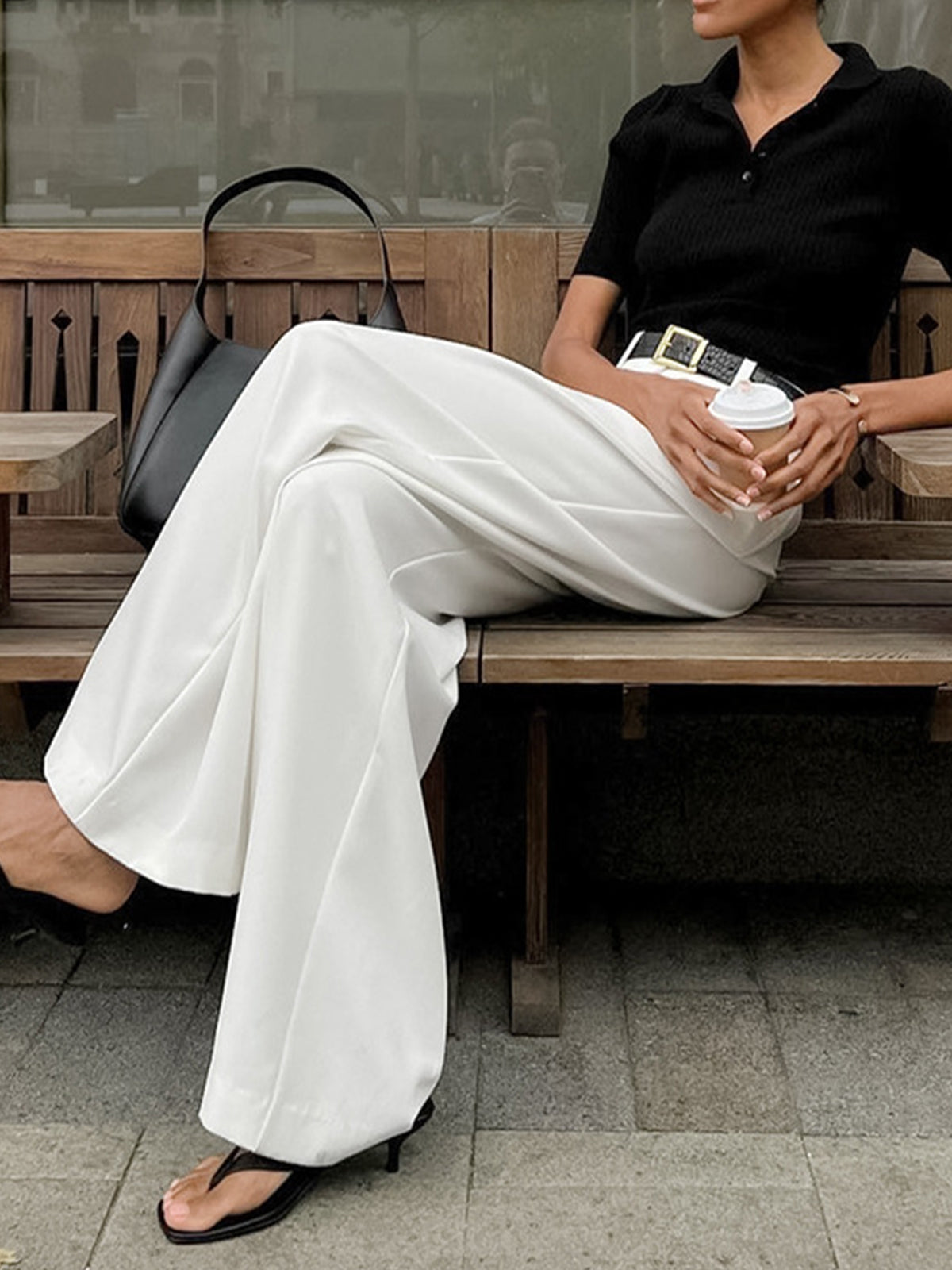 Damen High-Waist Weite Hosen – Elegant & Bequem, Ohne Gürtel