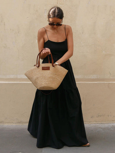Elegantes Rückenfreies Maxikleid – Ärmellos, Tiefer Ausschnitt