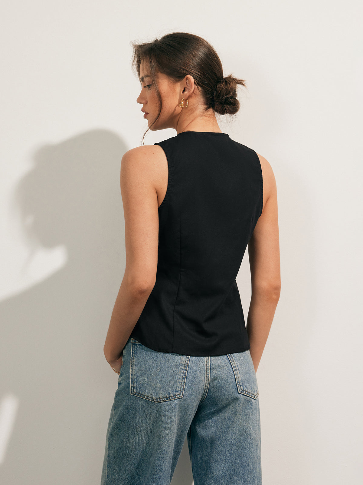 Leichtes Leinen-Mix Tanktop – Atmungsaktives Sommerhemd mit Knopfleiste
