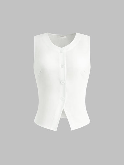 Leichtes Leinen-Mix Tanktop – Atmungsaktives Sommerhemd mit Knopfleiste