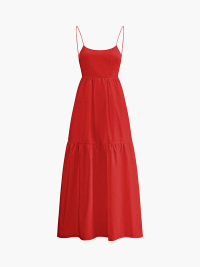 Elegantes Rückenfreies Maxikleid – Ärmellos, Tiefer Ausschnitt