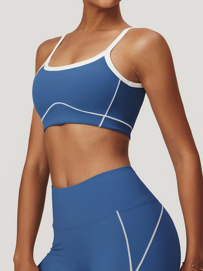 Nahtloser Sport-BH mit Kontrastbesatz – Hohe Dehnbarkeit & Herausnehmbare Pads