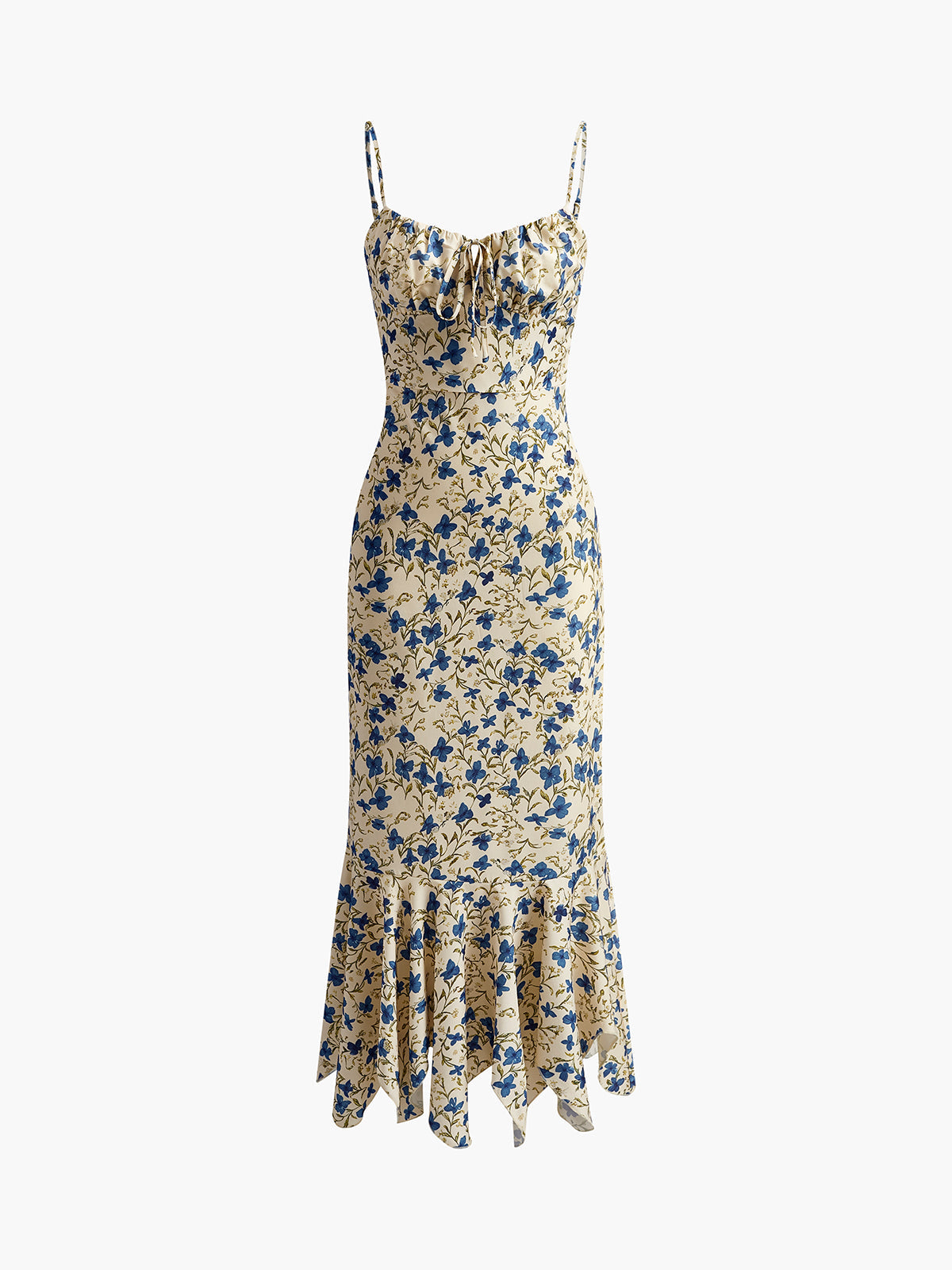 Boho Maxikleid mit Blumenprint & asymmetrischem Saum – Sommerkleid