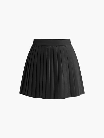 Damen Anzug-Weste & Plissierter Minirock Zweiteiler Set
