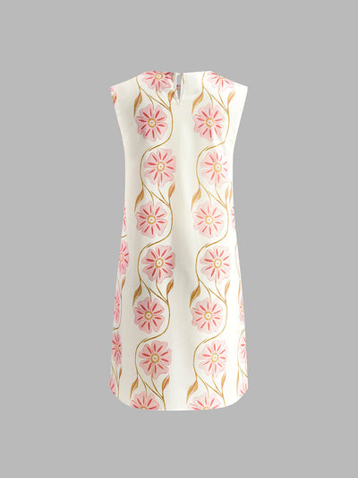 Ärmelloses Minikleid mit romantischem Blumenmuster – Sommerkleid