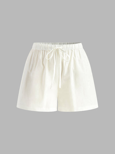 Damen Sommer Zweiteiler – Kordelzug-Top & Shorts mit Schlitz