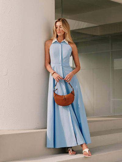 Ärmelloses Maxi-Hemdblusenkleid mit Knöpfen