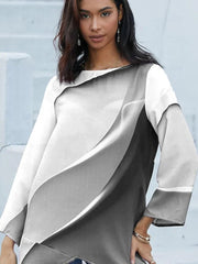 Bluse Damen | Abstraktes Farbverlauf-Print & Modern – Grau