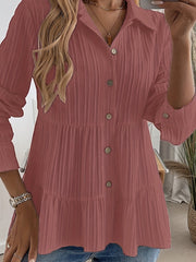 Bluse Damen | Elegant Tailliert mit Stufenrock & Knopfleiste – Rosa