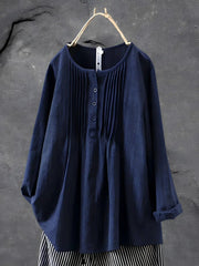 Bluse Damen | Faltenwurf & Lässig – Marineblau