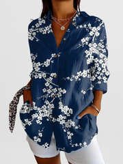 Bluse Damen | Gemustert & Lässig – Blau