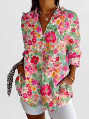 Bluse Damen | Gemustert & Lässig – Rosa
