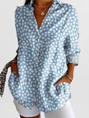 Bluse Damen | Gemustert & Lässig – Hellblau