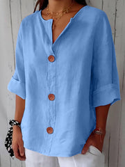 Bluse Damen | Lässig & Leicht mit V-Ausschnitt – Hellblau