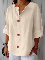 Bluse Damen | Lässig & Leicht mit V-Ausschnitt – Beige