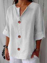 Bluse Damen | Lässig & Leicht mit V-Ausschnitt – Weiß