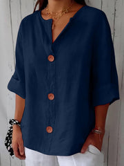 Bluse Damen | Lässig & Leicht mit V-Ausschnitt – Blau
