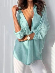 Bluse Damen | Musselin & Lässig – Hellblau