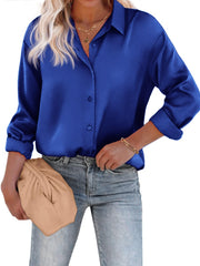 Bluse Damen | Satin & Elegant – Blau