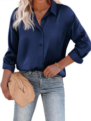 Bluse Damen | Satin & Elegant – Marineblau