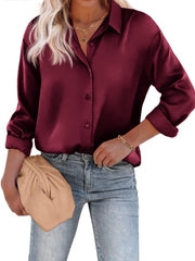 Bluse Damen | Satin-Look & Zeitlos Elegant – Dunkelrot