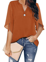 Bluse Damen | V-Ausschnitt & Fließender Fall – Orange
