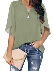 Bluse Damen | V-Ausschnitt & Fließender Fall – Hellgrün