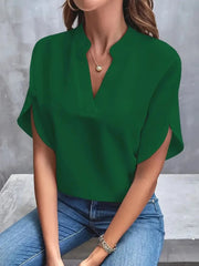 Bluse Damen V-Ausschnitt | Fließender Fall & Eleganter Look – Grün