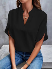 Bluse Damen V-Ausschnitt | Fließender Fall & Eleganter Look – Schwarz