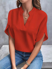 Bluse Damen V-Ausschnitt | Fließender Fall & Eleganter Look – Rot