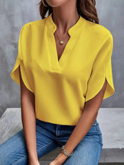 Bluse Damen V-Ausschnitt | Fließender Fall & Eleganter Look – Gelb