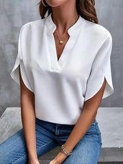 Bluse Damen V-Ausschnitt | Fließender Fall & Eleganter Look – Weiß