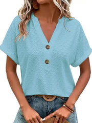 Bluse Damen | V-Ausschnitt & Lässig – Blau