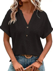 Bluse Damen | V-Ausschnitt & Lässig – Schwarz