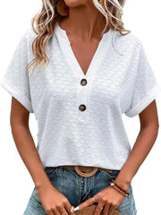 Bluse Damen | V-Ausschnitt & Lässig – Weiß