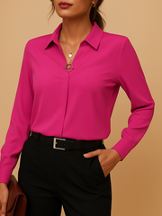 Bluse Damen | V-Ausschnitt & gepflegter Look – Dunkelrosa