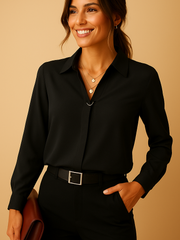 Bluse Damen | V-Ausschnitt & gepflegter Look – Schwarz