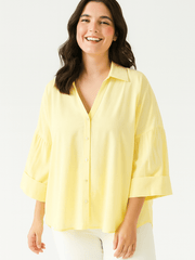 Bluse gestreift Damen | 3/4-Ärmel & Lockerer Schnitt – Gelb