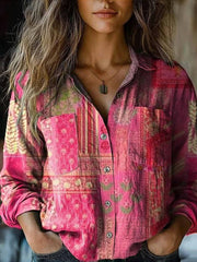 Boho Bluse Damen | Muster-Design & Lässiger Komfort – Rosa