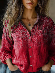 Boho Bluse Damen | Muster-Design & Lässiger Komfort – Rot